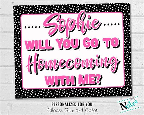 A Black And White Sign With Pink Lettering That Says Sophie Will You