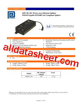 Poe Datasheet Pdf Phihong Usa Inc