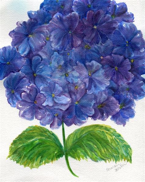 Purple Hydrangeas Watercolor Painting Hydrangea Wall Art | Etsy ...