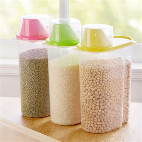 Cereal Container With Pour Spout Measuring Cup Plastic Clear Food Saver