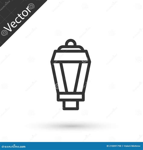 Grey Line Garden Light Lamp Icon Isolated On White Background Solar