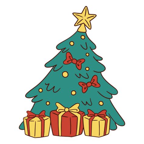 Diseño PNG Y SVG De Árbol De Navidad Con Regalos A Su Alrededor. Para ...