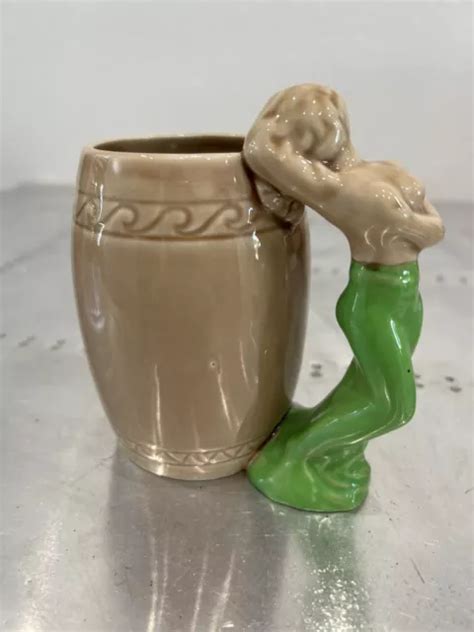 Vintage Pinup Naked Girl Nude Naughty Risque Boob Breast Ceramic Coffee