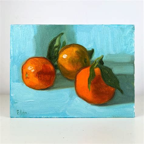 Original Oil Painting Small Still Life With Tangerines Oil Etsy