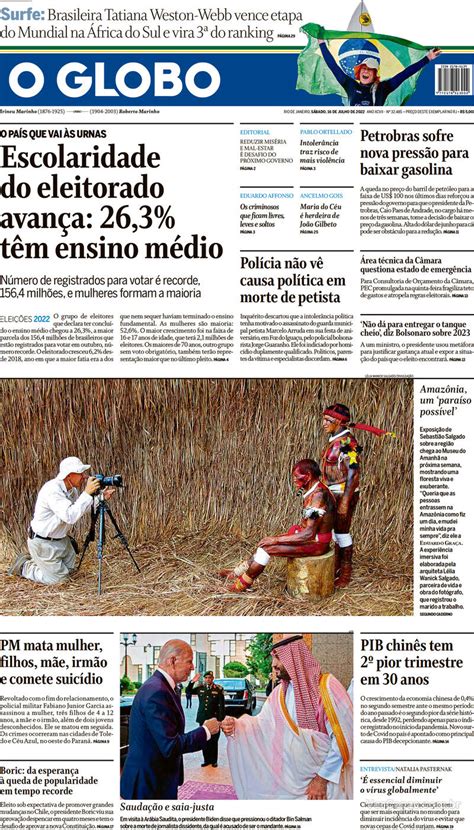 Capa O Globo Sexta De Dezembro De