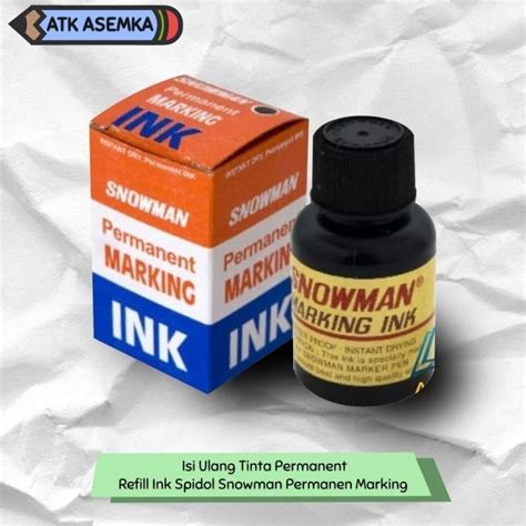 Jual Isi Ulang Tinta Permanent Refill Ink Spidol Snowman Permanen