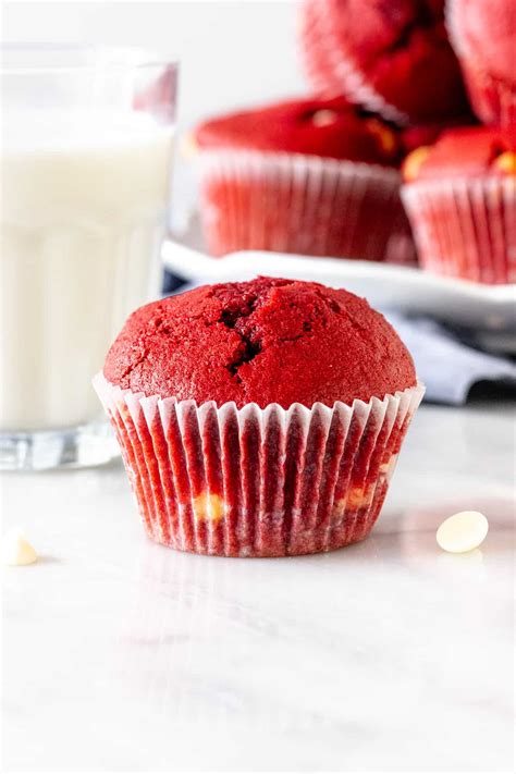 Red Velvet Muffins Filled With Chocolate Chips Just So Tasty