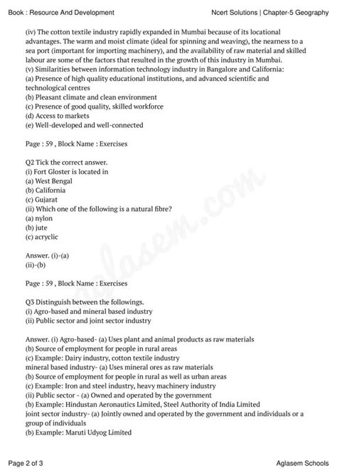 Ncert Solutions Class 8 Social Science Geography Chapter 5 Industries