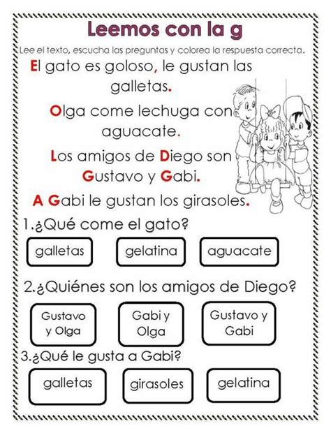 Lectura Letra G Ficha Interactiva Topworksheets