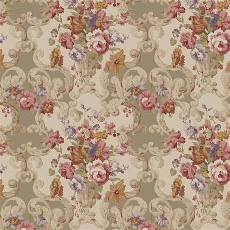 Floral Rococo by Mulberry Home - Red / Plum - Wallpaper : Wallpaper Direct