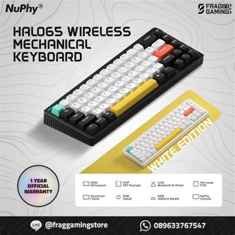 Jual Nuphy Halo Halo Wireless Mechanical Keyboard Black White