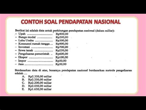 Contoh Soal Pendapatan Nasional Dan Cara Menghitung Youtube