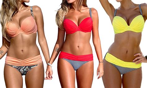 Gathered Push Up Bikini Set Groupon Goods