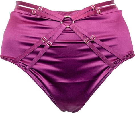 Lunalae Rosie Satin Lingerie High Waist Bottom Magenta ShopStyle Panties