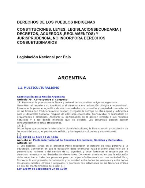 Pdf Derechos De Los Pueblos Indigenas Constituciones … · Dictar