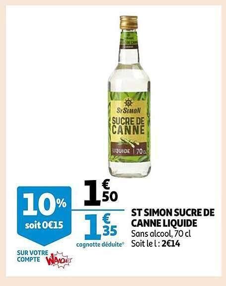 Promo St Simon Sucre De Canne Liquide Sans Alcool Chez Auchan