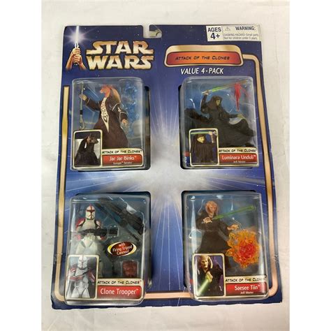 Star Wars | Attack Of The Clones | Action Figure | Value 4 Pack | Jar ...