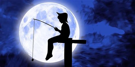 Fishing Moon Night Sky Full Moon Moonlight Dark Astronomy