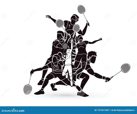 Badminton Players Logo Cartoon Vector | CartoonDealer.com #116157701