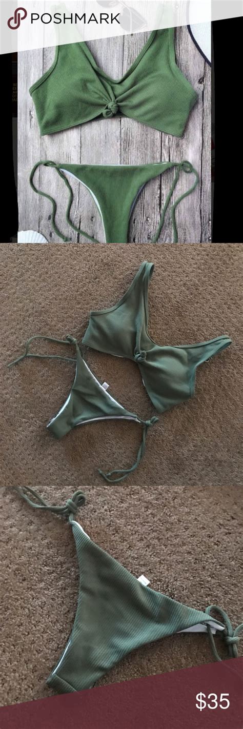 New Olive Green Tie Knot Brazilian Bikini Set New W Tags Olive Green