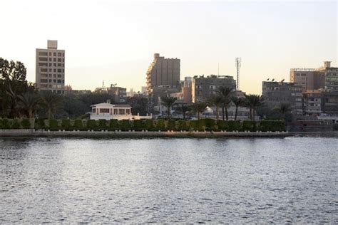 Premium Photo | Sunset cairo from the river nile bridge