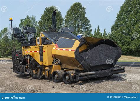 Road Construction Paving Machine Asphalt Stock Image Image Of Lays