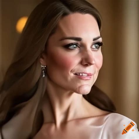 Portrait Of Princess Kate In A Delicate Satin Gown On Craiyon