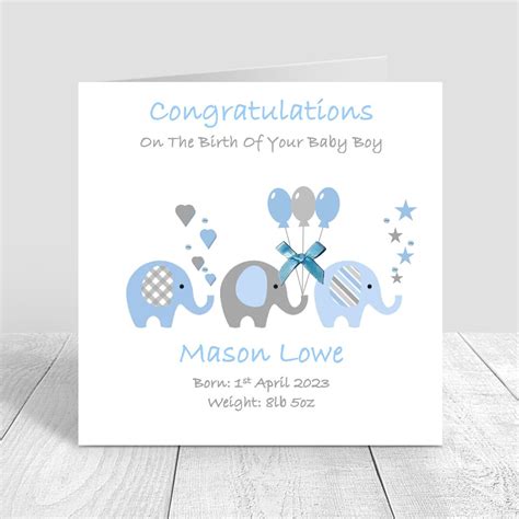 Congratulations Baby Boy Handmade Card Personalised Baby - Etsy