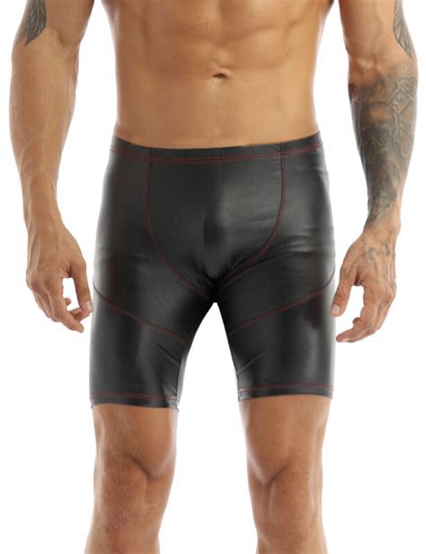 Herren Boxershorts Leder Optik Shorts Wetlook Sport Hose Badehose