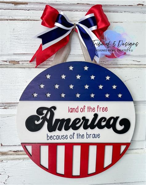 Th Of July Door Hanger Sign Svg America Door Hanger Svg Th Of July