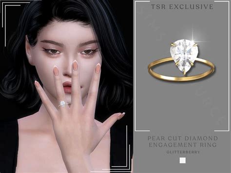 The Sims Resource Pear Cut Engagement Ring In