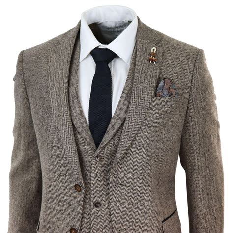 Grey Herringbone Tweed 3 Piece Suit Discount