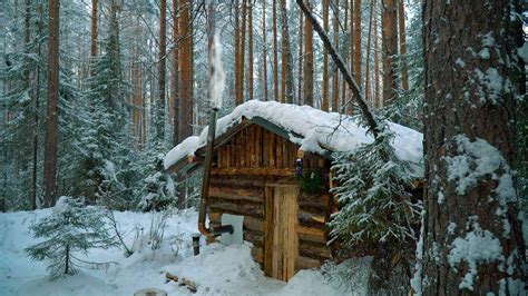 Arriving At The Cabin In A Cold Night: OFF GRID LOG CABIN