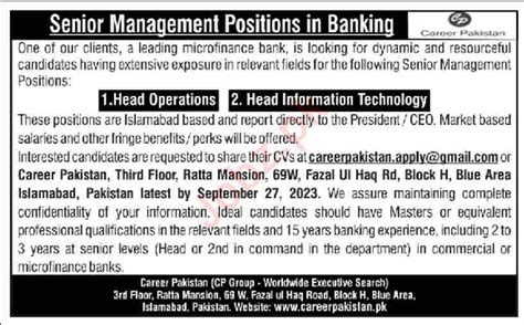 Job Openings At Microfinance Bank Job Advertisement Pakistan