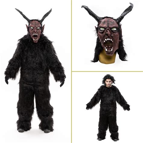 Krampus SET Overall XL und Maske mit langen Hörnern Sets für