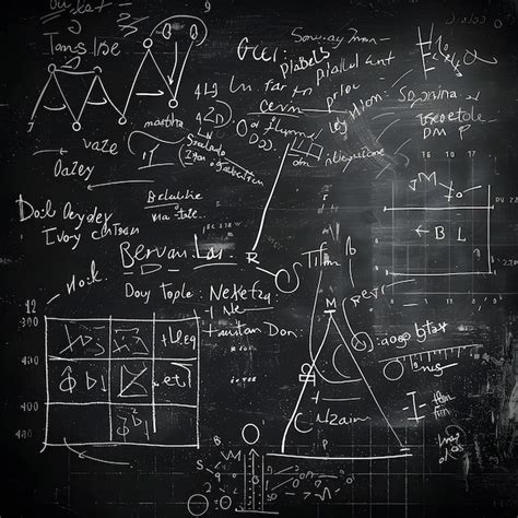 Chalkboard Filled With Mathematical Equations Diagrams And Notes During