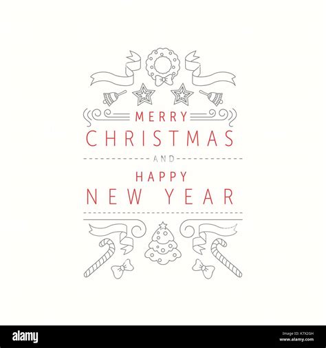 Vector Christmas And New Year Greeting Card Design Template Hand Drawn