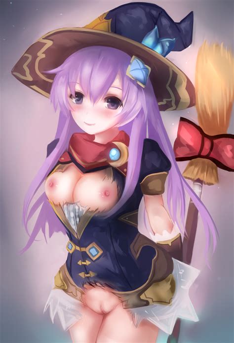 Rule 34 Breasts Dress Nepgear Neptunia Series Nipples No Bra Nopan Open Shirt Purple Hair