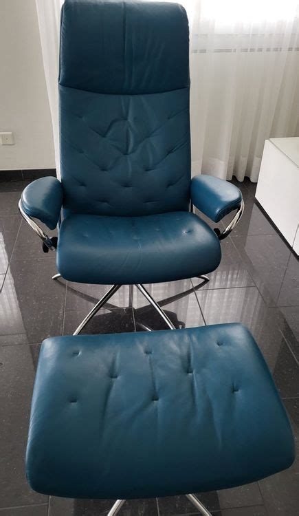 Stressless Sessel Mit Hocker Typ Metro Leder Petrol Kaufen Auf Ricardo