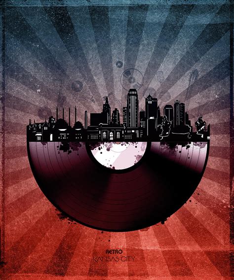 Kansas City Skyline Vinyl 6 Digital Art by Bekim M