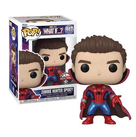 Funko Pop Marvel What If Zombie Hunter Spidey Unmasked Metallic