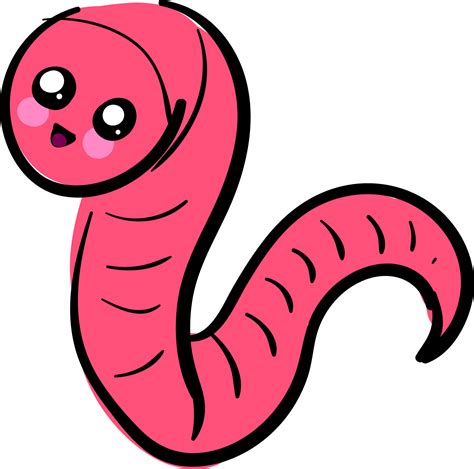 Cute Pink Worm Illustration Vector On White Background