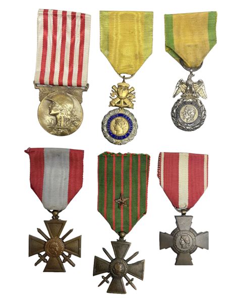 Six French Medals 2nd Empire Louis Naploeon Medaille Militaire Valeur