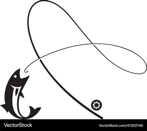 Fishing rod silhouette Royalty Free Vector Image