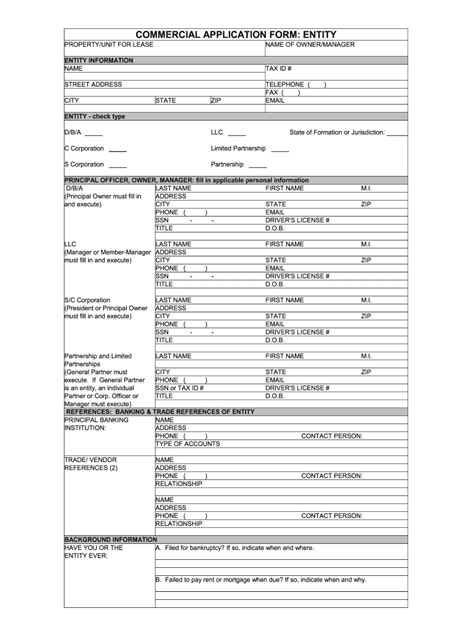 Commercial Lease Application Template Form Fill And Sign Printable