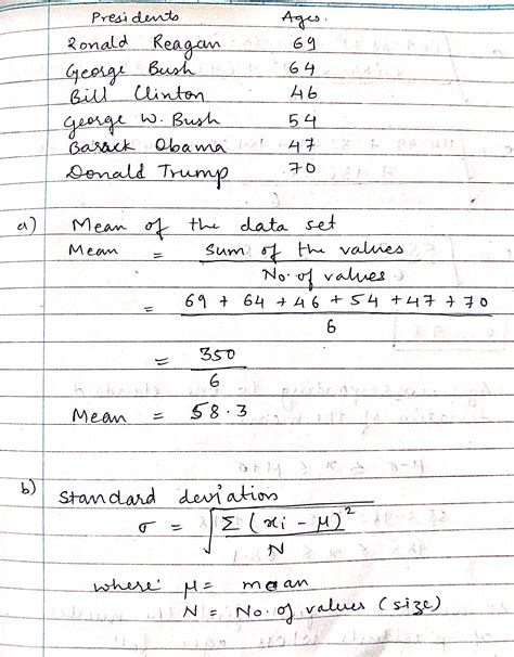 Solved Use The Following Data Obtained From Ages Of The Last Six U S