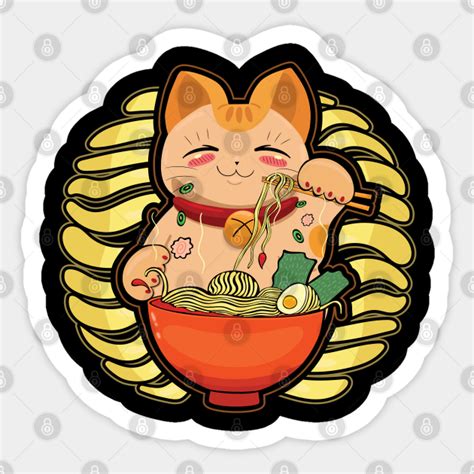 Kawaii Anime Cat Japanese Ramen Noodles Ramen Cat Sticker TeePublic