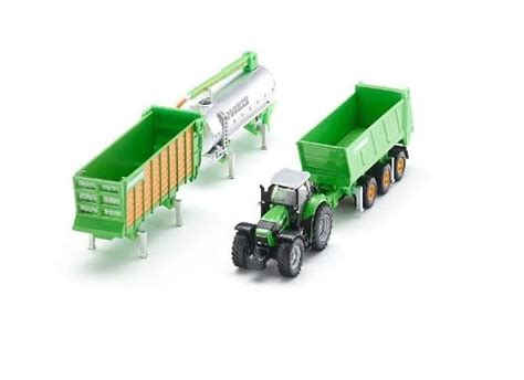 Siku 1 87 Deutz Fahr Agrotron Tractor With Joskin 3 Trailer Set