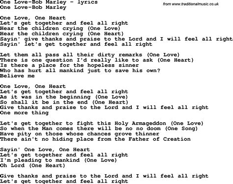 Letra De Bob Marley One Love - LIBRAIN