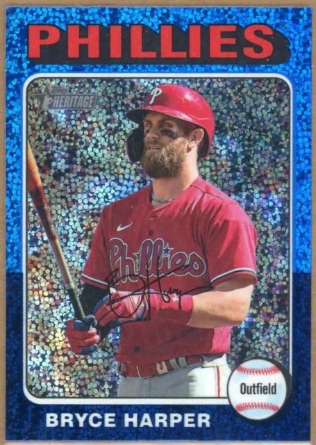 BRYCE HARPER 2024 Topps Heritage bleu étincelant chrome 405